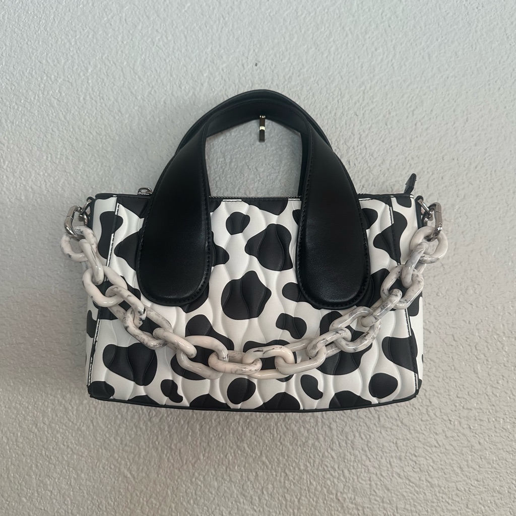 Charles & Keith Iva Cow Print Textured Bag